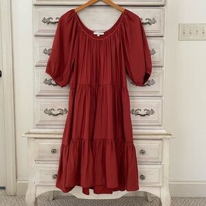 Z Supply Deep Red Tiered Midi Dress